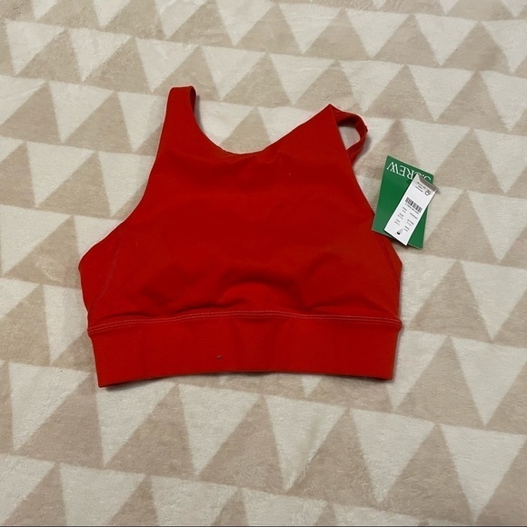 J crew cloud stretch high neck sports bra ripe persimmon - Picture 3 of 4
